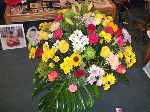 assorted flowers funeral piece