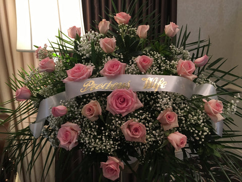 Flanking Arrangement with Pink Roses