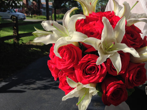 Bridal Bouquet with Red Roses & Lililes