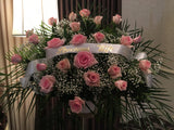 Flanking Arrangement with Pink Roses