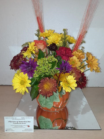 Ceramic Pumpkin Fresh Flowers